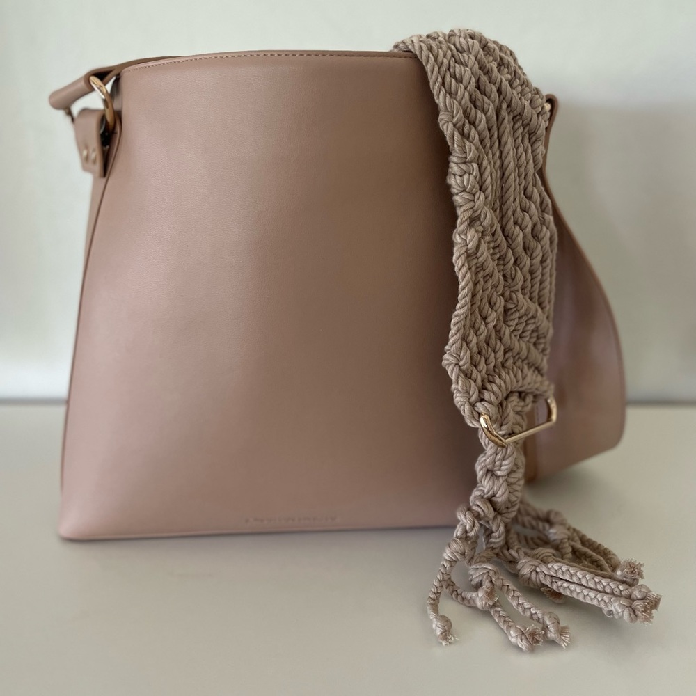 Jonathan Simkhai Biscotti tote with Interchangeable Leather/Macrame Strap